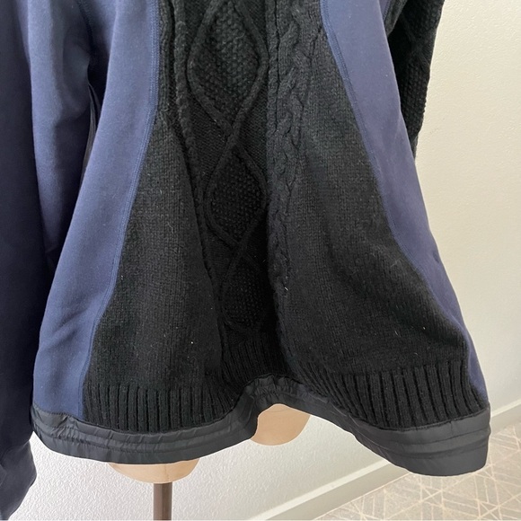 NIKE x SACAI sz S Tech Fleece Sweatshirt Sweater Navy Blue Black Split Cable - Picture 9 of 14